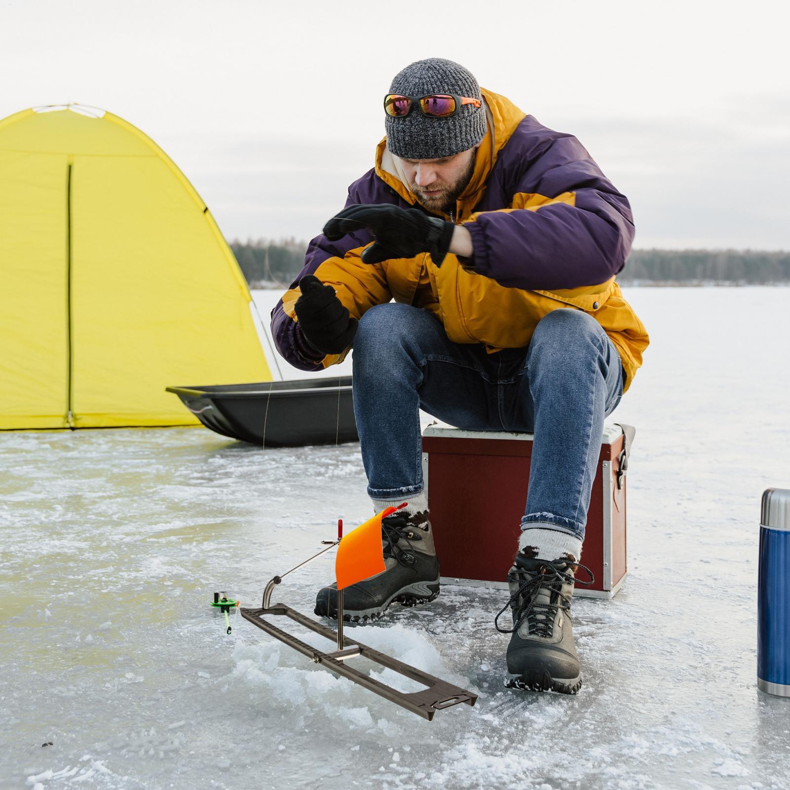Ice Fishing Tip Up - 氷上釣り用ティップアップフラッグ 釣り道具アクセサリー 氷上釣り竿用ティップアップ 自動釣りプラットフォーム 冬の釣り用氷上釣り