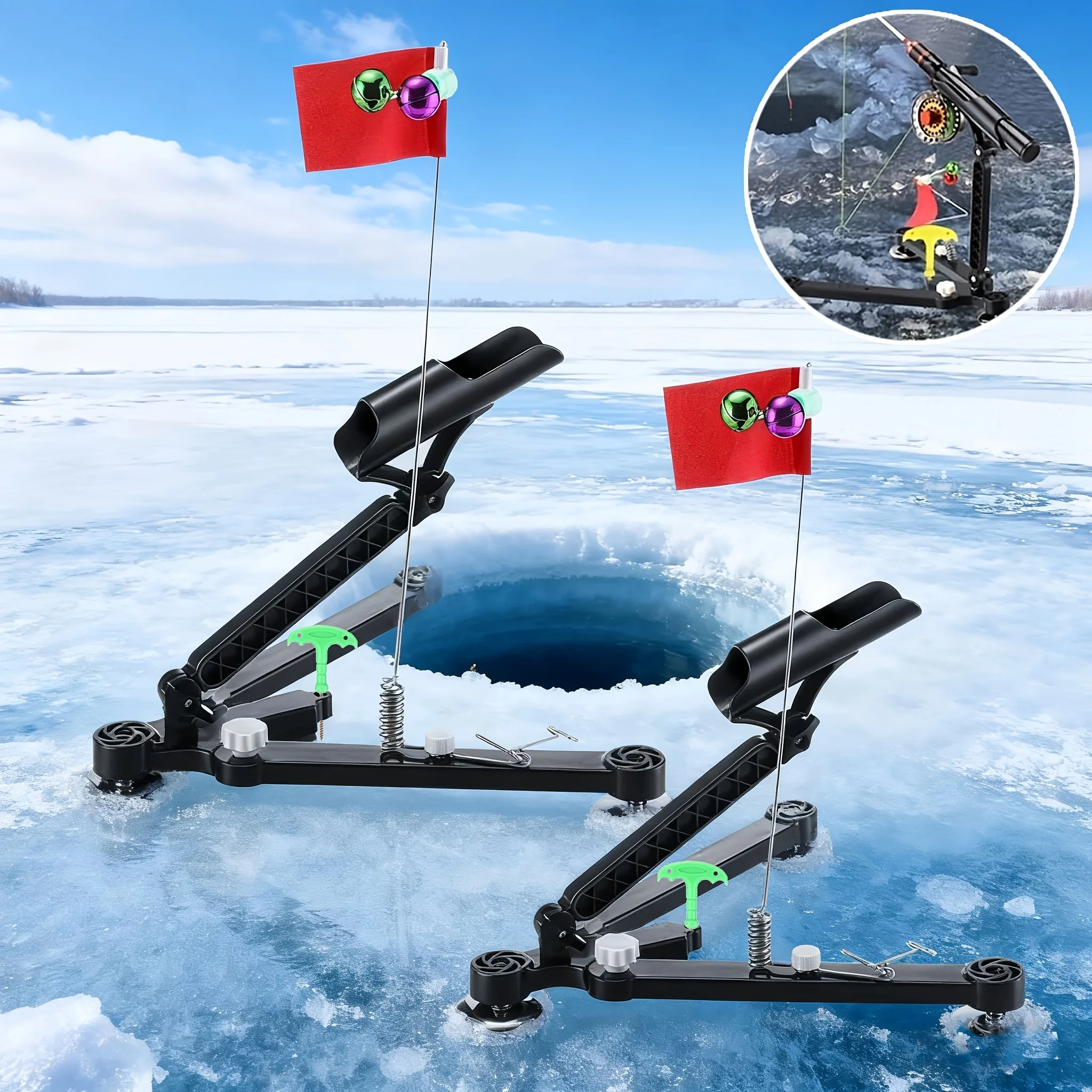 アイスフィッシング用ロッドホルダー1セット - フィッシング - Ice Fishing Tip Up のレビューと価格